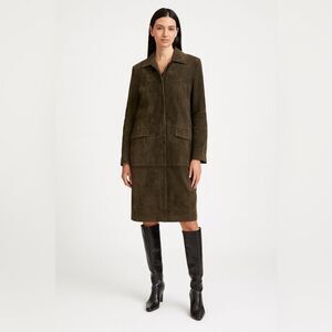 Classiques Entier Dark Olive Leather Trench Coat